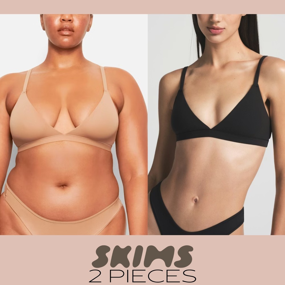 NWD‎ $68 Skims [ 2PC Small ] Fits Everybody Bralette in Black + Sienna #T2123